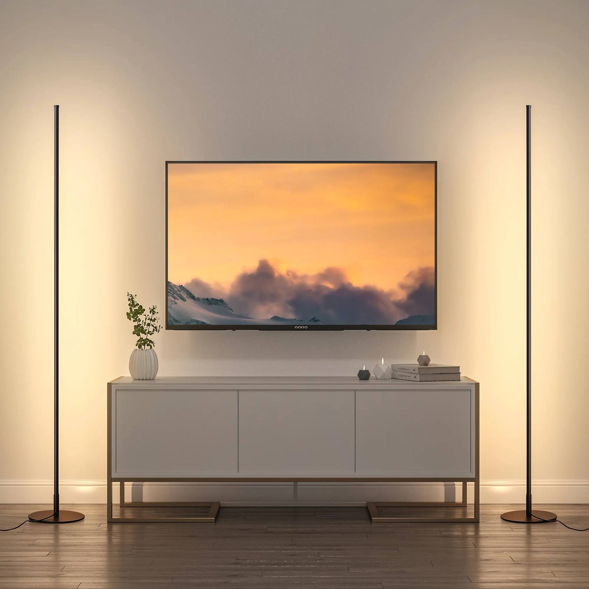 DEWENWILS LED Corner Floor Lamp Set of 2, Minimalist Dimmable Mood Lighting, Standing Clearance Floor Lamps for Living Room, Bedroom, Office, 3000K