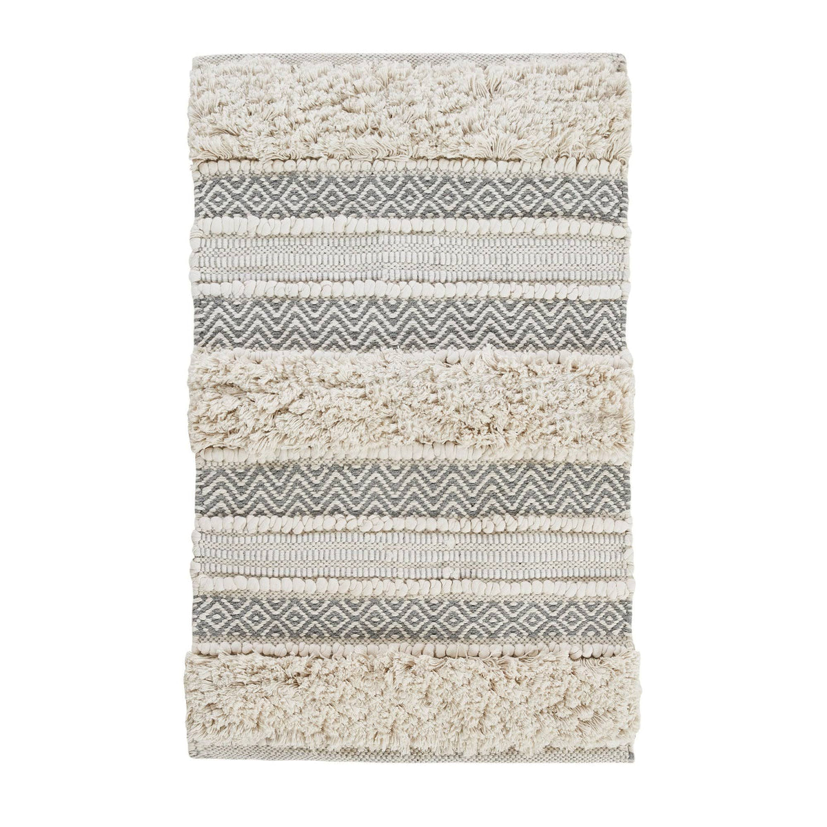 INK+IVY Asher Woven Texture Stripe Bath Rug - Grey